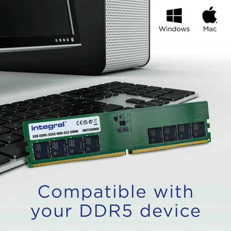 Barrette mémoire 32Go DIMM DDR5 Integral 4800MHz (Vert)