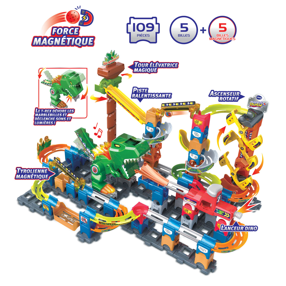 VTECH MARBLE RUSH - DINO ADVENTURES MAGNETIC SET XL400E