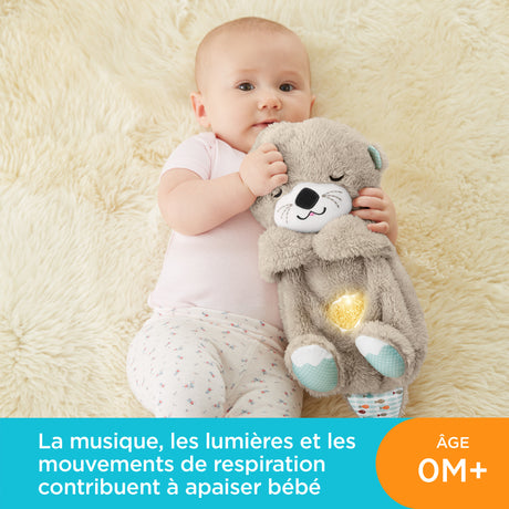 Fisher-Price - Ma Loutre Câlins Bonne Nuit - Peluche Veilleuse Bébé Musicale et Lumineuse - Jouet d'Eveil - Des la naissance FXC66
