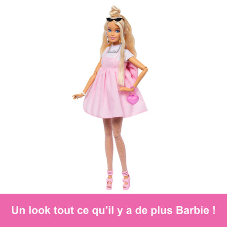 Barbie-Deluxe Style-Poupée Barbie Blonde a Robe Rose Pastel - 4ans+ - HYV27