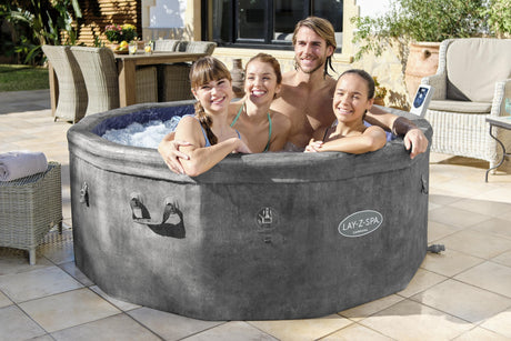 Spa semi rigide BESTWAY - Lay-Z-Spa Carrara - 140 airjets - 170 x 65 cm - 4 a 6 places - Rond (couverture, cartouche, 4 appuie-tete)