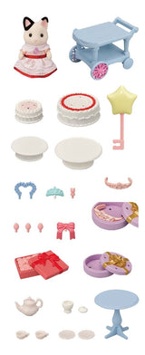 Figurines miniatures - SYLVANIAN FAMILIES - 5646 - La fille Chat bicolore et son goűter d'anniversaire