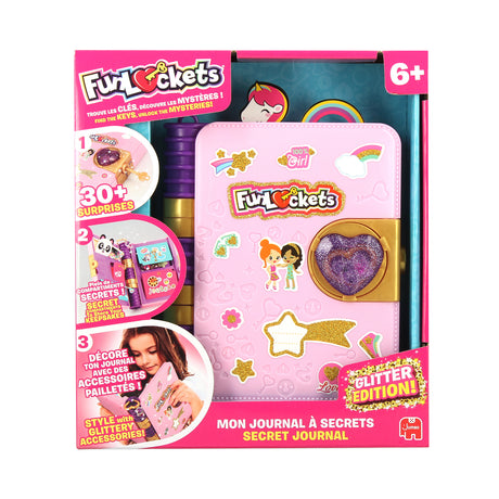 Journal a Secrets - Funlockets - Édition Pailletée - Plus de 30 surprises - Pour enfants a partir de 6 ans