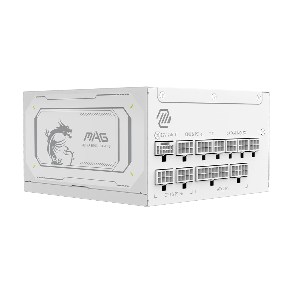 Bloc d'alimentation PC - MSI - MAG A1000GL - PCIe CEM 5.1 - 1000 W - Ventilateurs 135 mm - Blanc