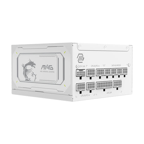 Bloc d'alimentation PC - MSI - MAG A1000GL - PCIe CEM 5.1 - 1000 W - Ventilateurs 135 mm - Blanc
