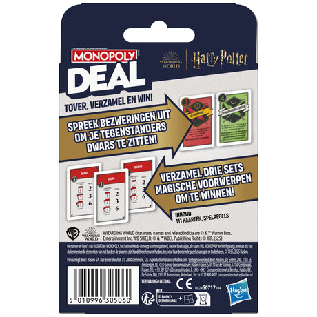 Monopoly Deal Harry Potter, Jeu de cartes rapide 15 min, Hasbro Games, Des 8 ans