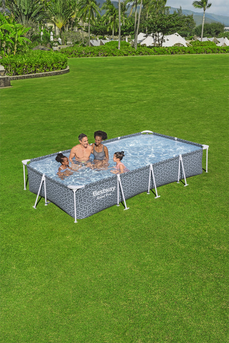 Piscine hors sol tubulaire BESTWAY - Steel Pro™ - 366 x 201 x 66 cm - Rectangulaire - décor graphique