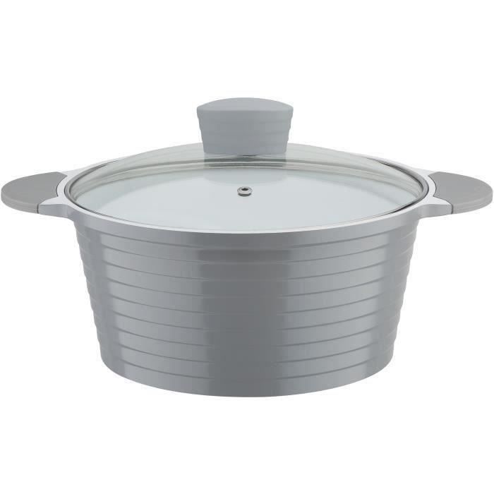 Faitout fonte d'aluminium - GSW - BOLERO - 28 cm - Induction - Gris / Blanc