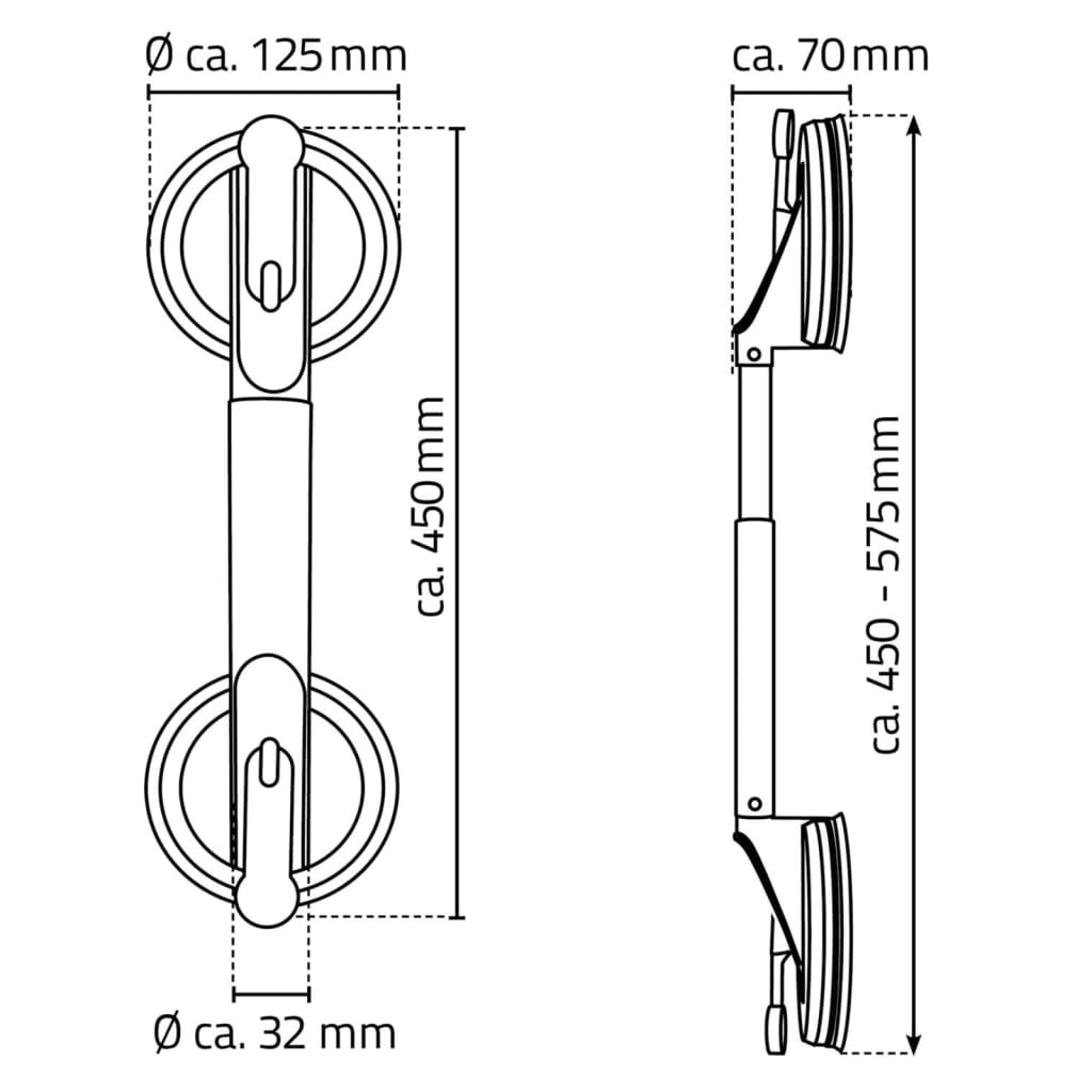 RIDDER Barre d'appui télescopique à ventouse 12,5 cm 100 kg A0150301