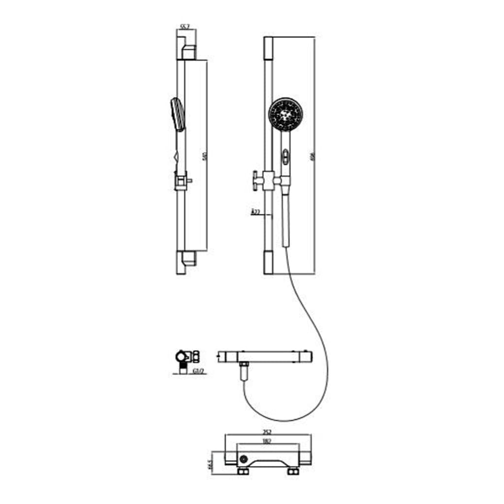 SCHÜTTE Ensemble de barre de douche AQUA 2 SAVE chrome