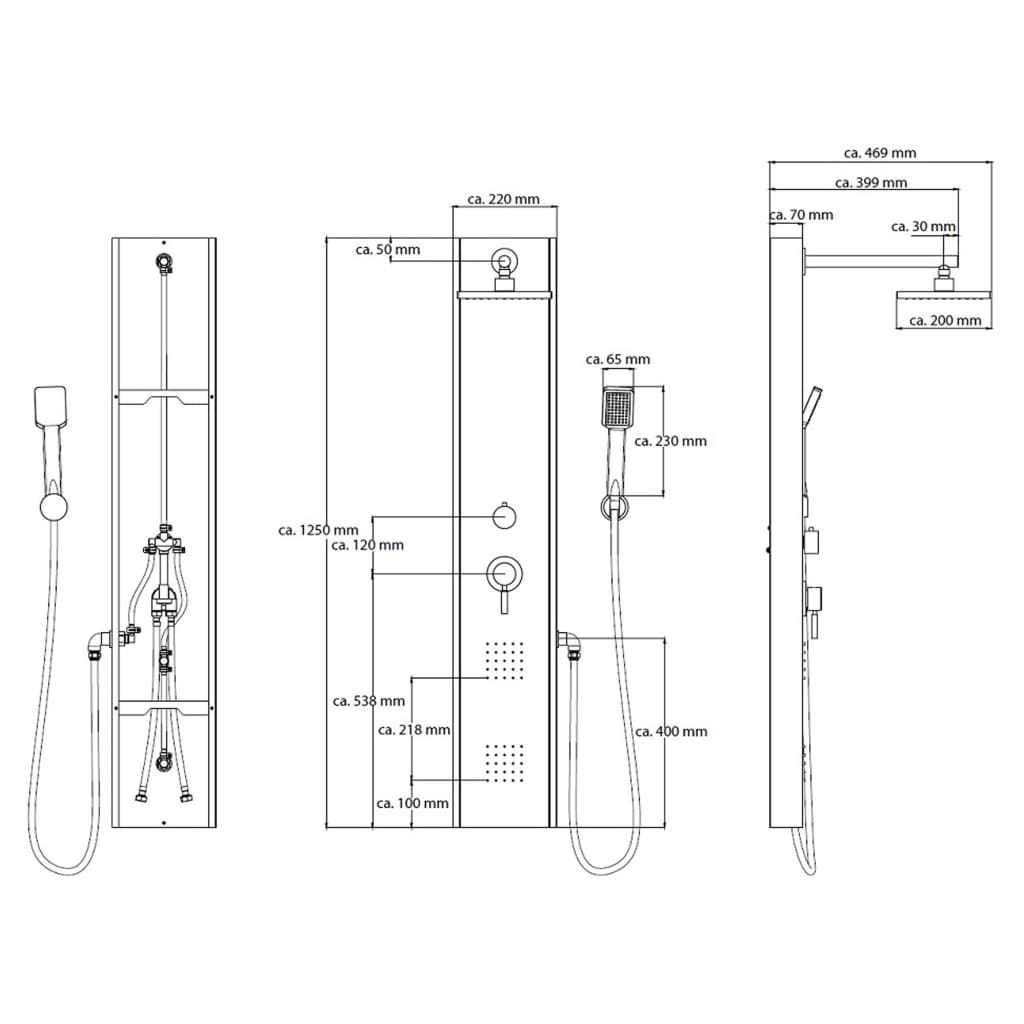 SCHÜTTE Shower panel with lever mixer TAHITI Inox