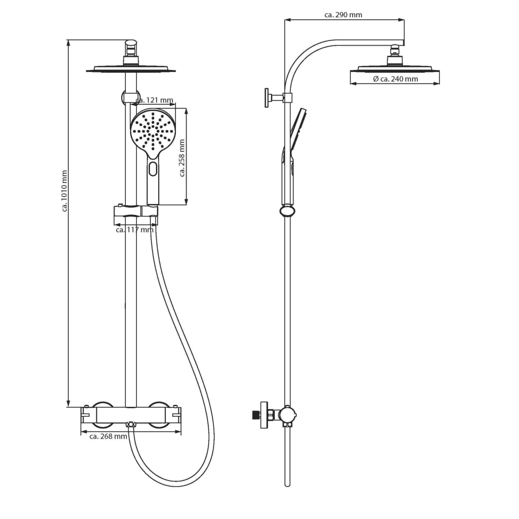 SCHÜTTE Ensemble de douche MADURA FRESH Noir mat