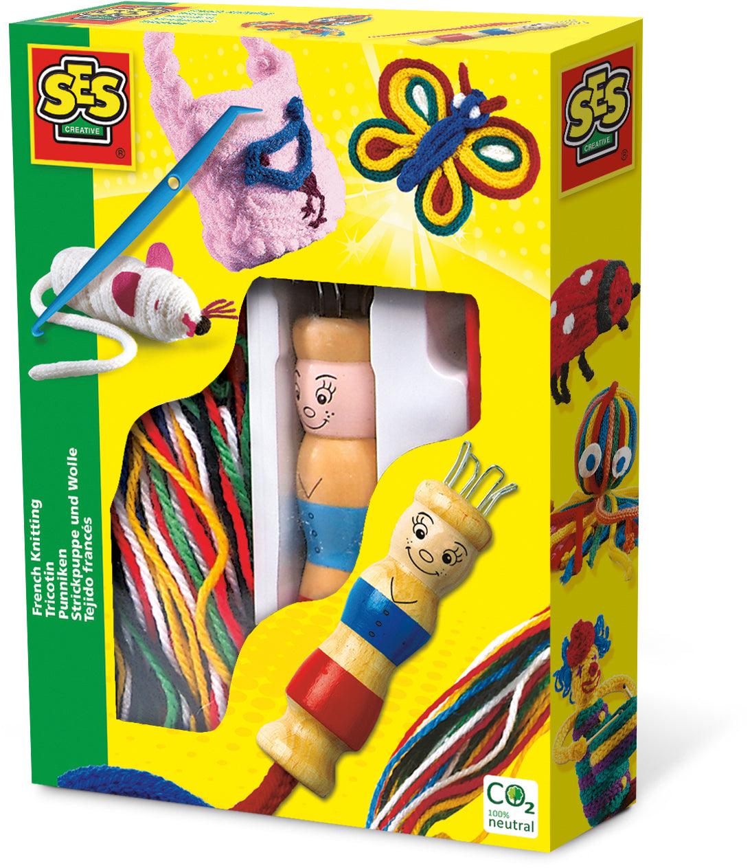 SES Creative - Tricotin - Kit Tricotin Enfant - Activité Manuelle Loisir Créatif-Poupée Tricotin en Bois - Outil de Tissage - 5+