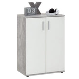 FMD Armoire avec 2 portes Blanc et gris