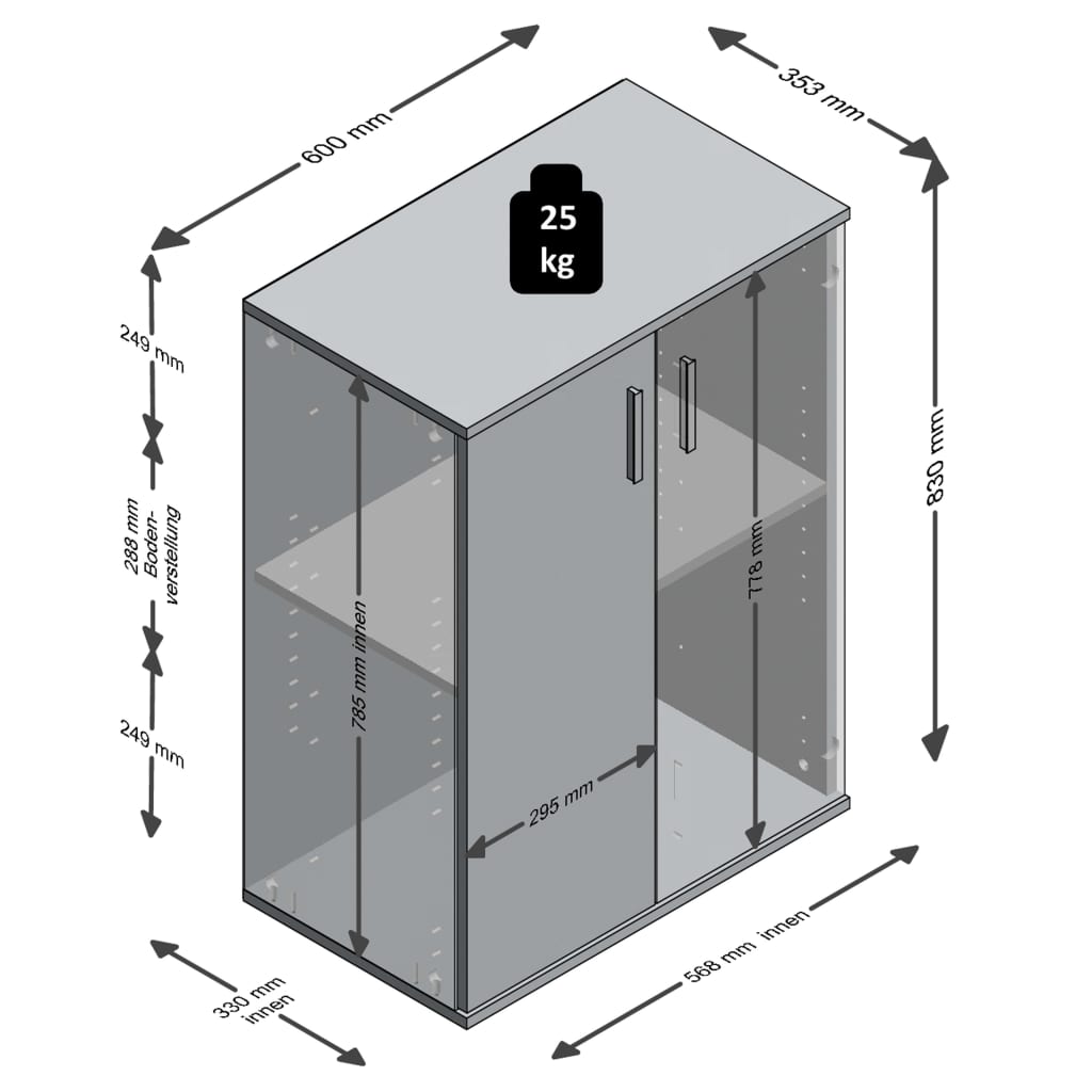 FMD Armoire avec 2 portes Blanc et gris