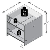 FMD Table basse avec étagère Gris béton et blanc