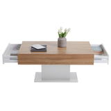 FMD Table basse chêne antique et blanc