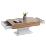 FMD Table basse chêne antique et blanc