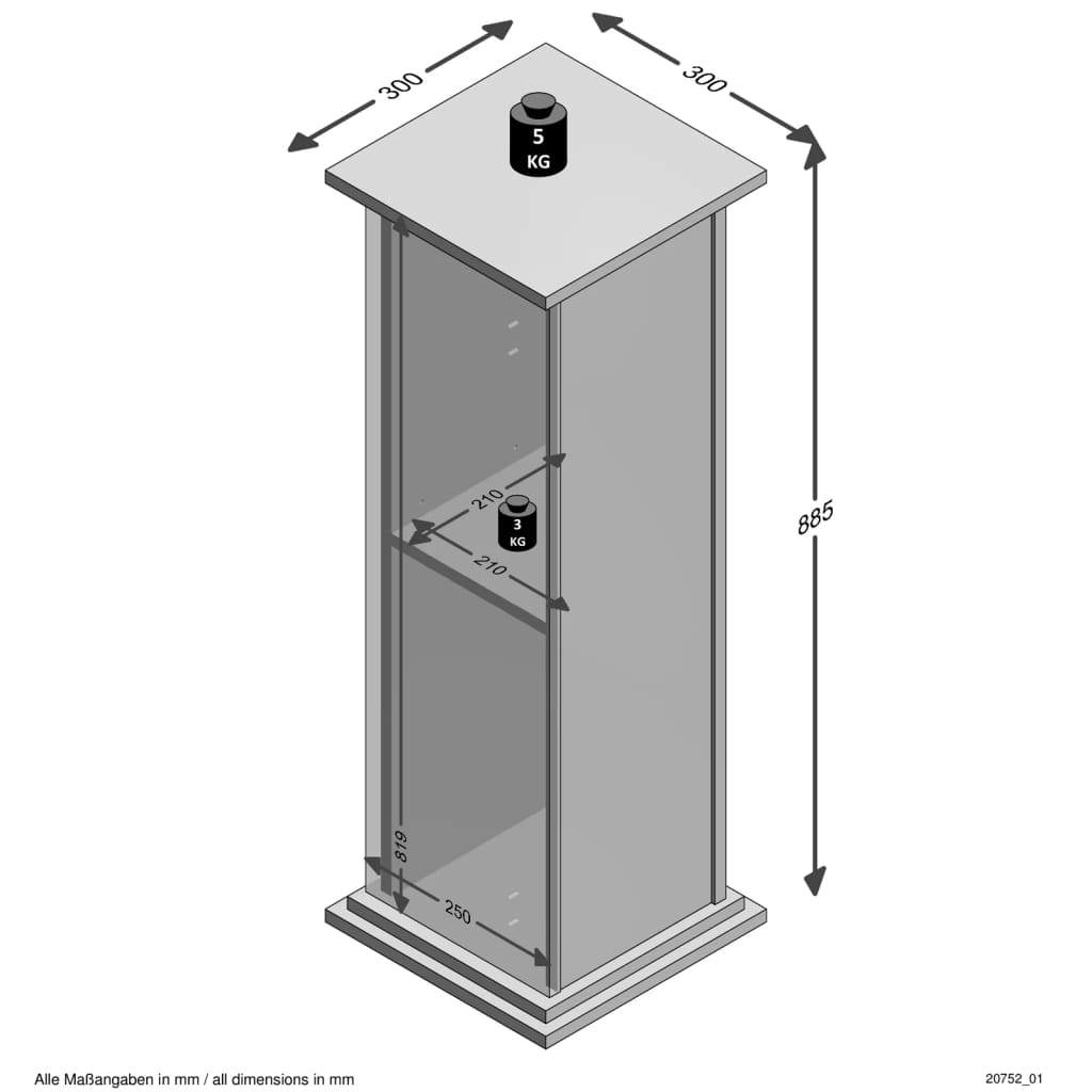 FMD Table d'appoint avec porte 88,5 cm gris