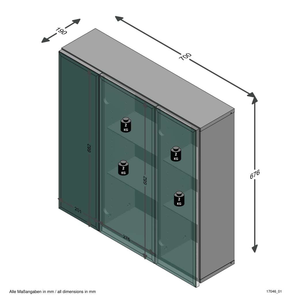 FMD Armoire de salle de bain avec miroir 70x19x67,6 cm blanc