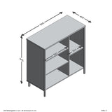 FMD Commode avec 5 compartiments ouverts Chêne artisanal Acier foncé