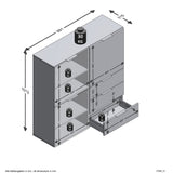 FMD Commode avec 3 portes et 3 tiroirs Noir