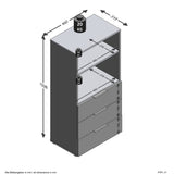 FMD Commode avec 3 tiroirs et étagère ouverte Noir