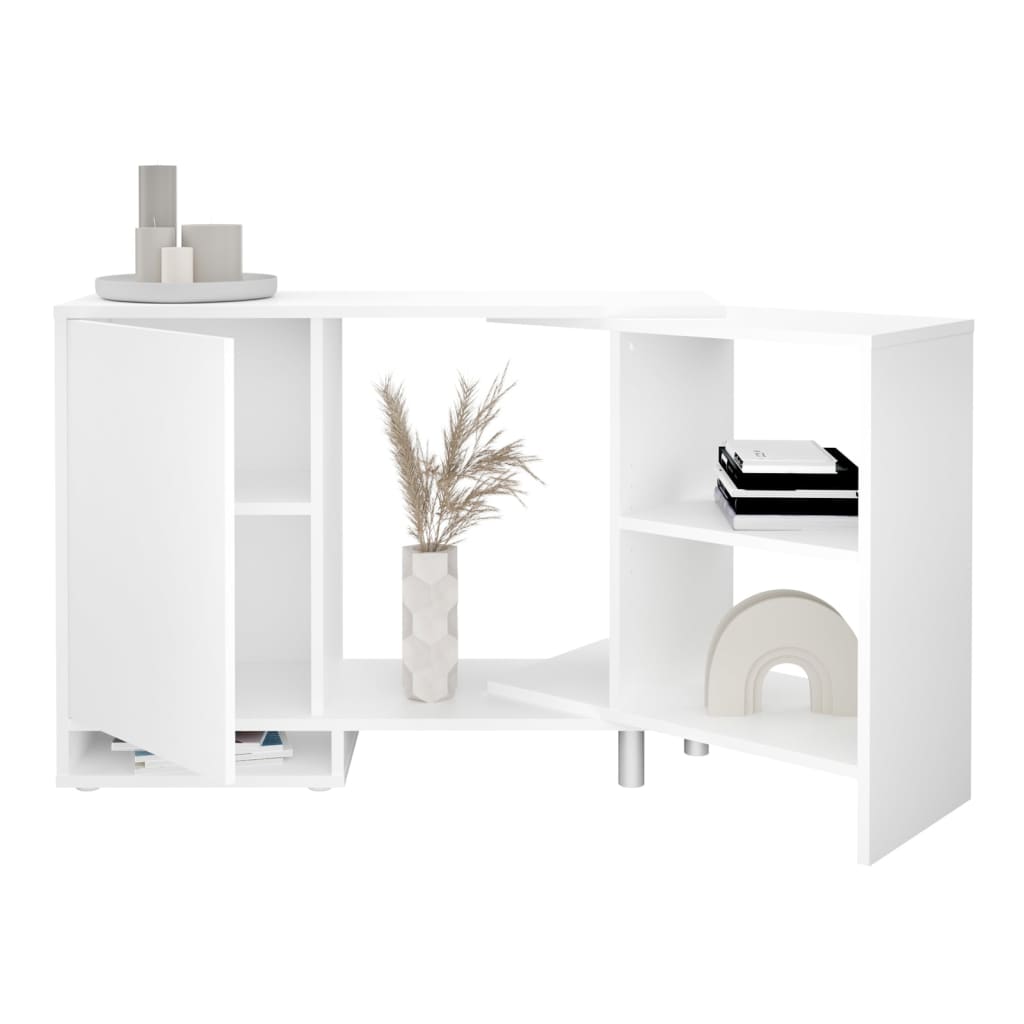 FMD Modular Corner Storage Unit with Open Shelf White