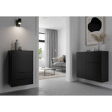 FMD Commode avec tiroir et portes 89,1x31,7x81,3 cm noir