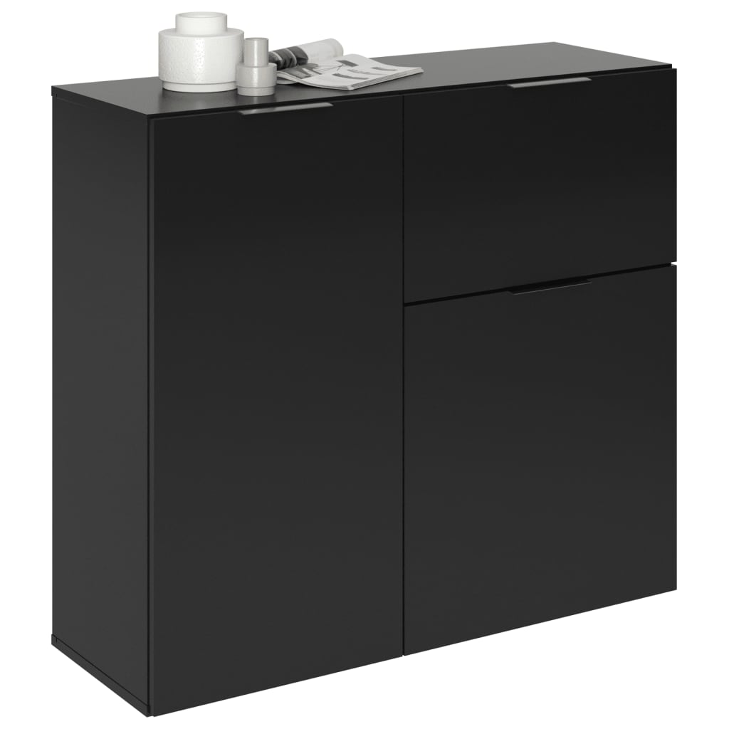 FMD Commode avec tiroir et portes 89,1x31,7x81,3 cm noir