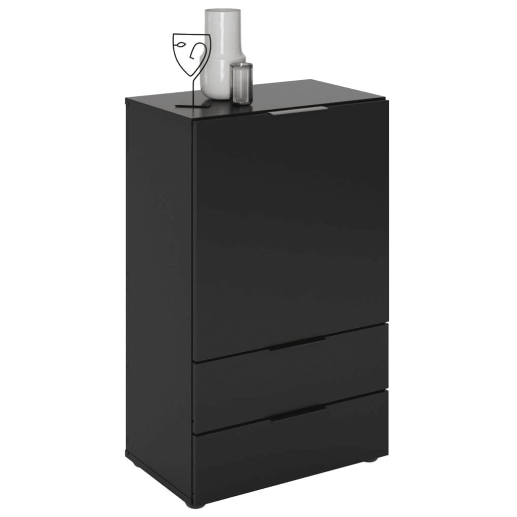 FMD Commode avec tiroir et portes 49,7x31,7x81,3 cm noir