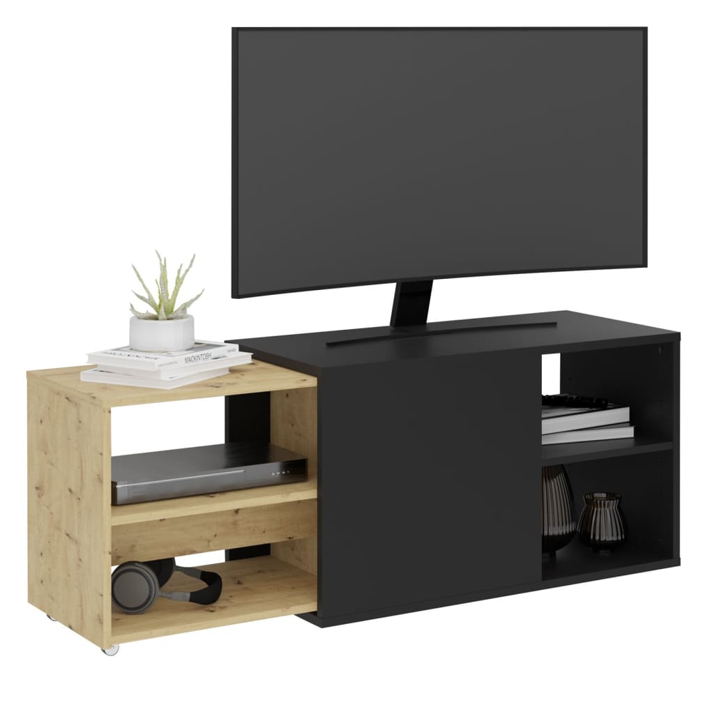 FMD Meuble TV avec 2 compartiments ouverts 133,5x39,9x49,2 cm