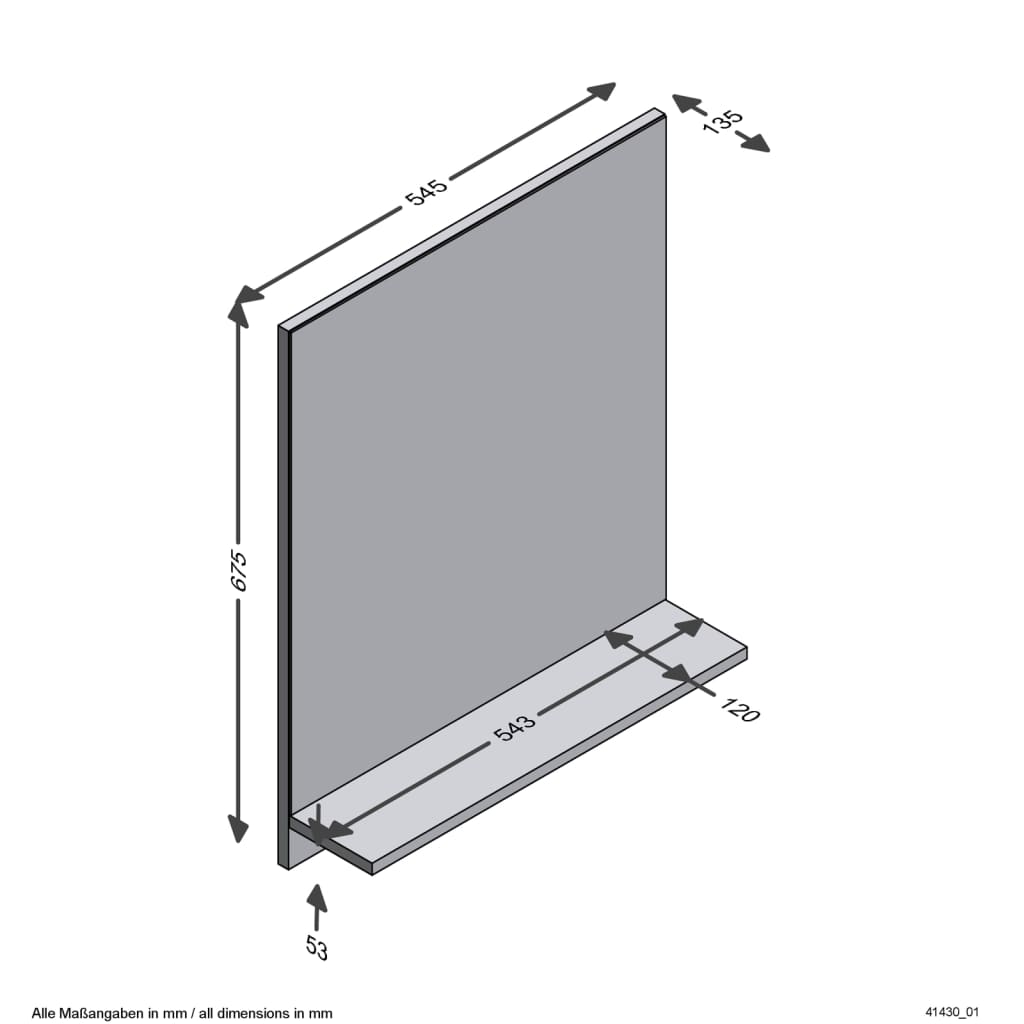 FMD Miroir mural avec étagère 54,5x13,5x67,5 cm Chêne artisanal