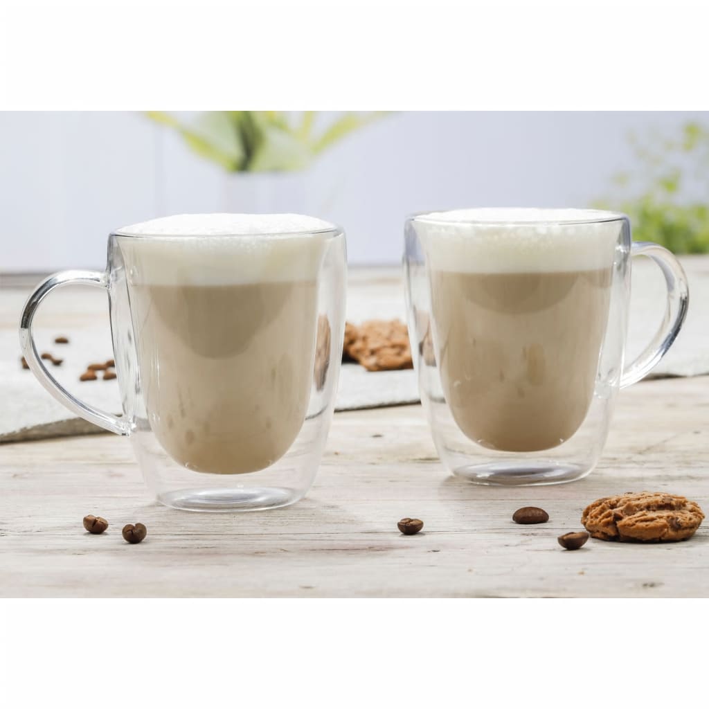 HI Ensemble de verres à cappuccino 2 pcs 270 ml transparent