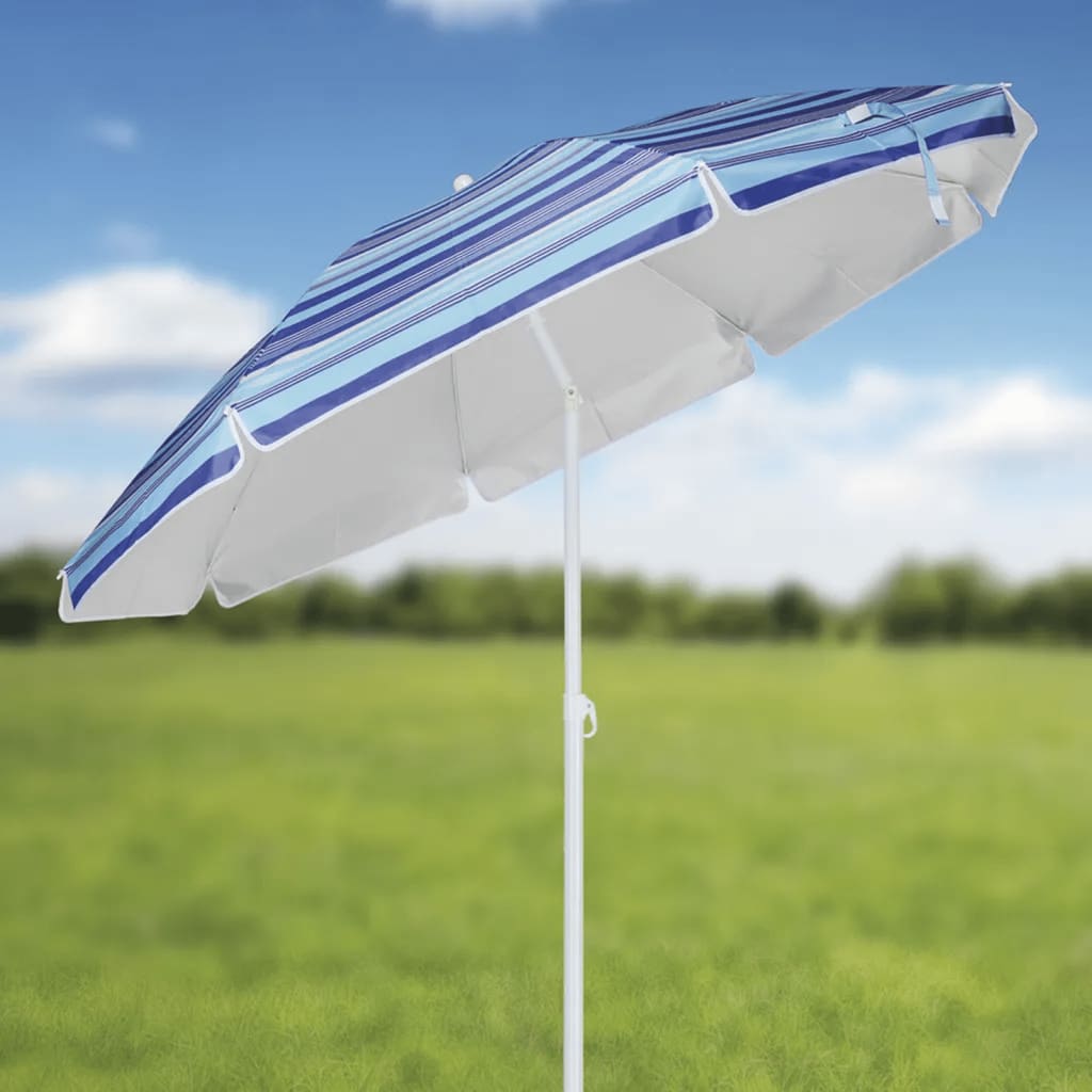 HI Parasol de plage 200 cm Bleu à rayures