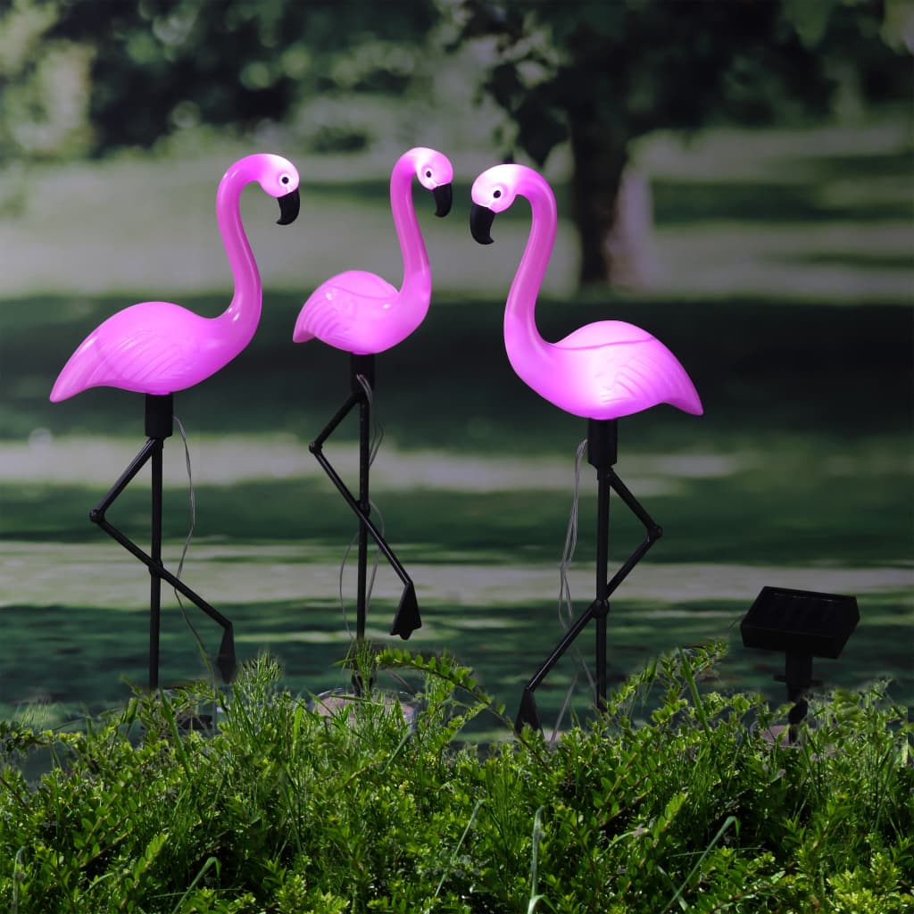 HI LED Solar Gartenstecker Flamingo 3 Stk