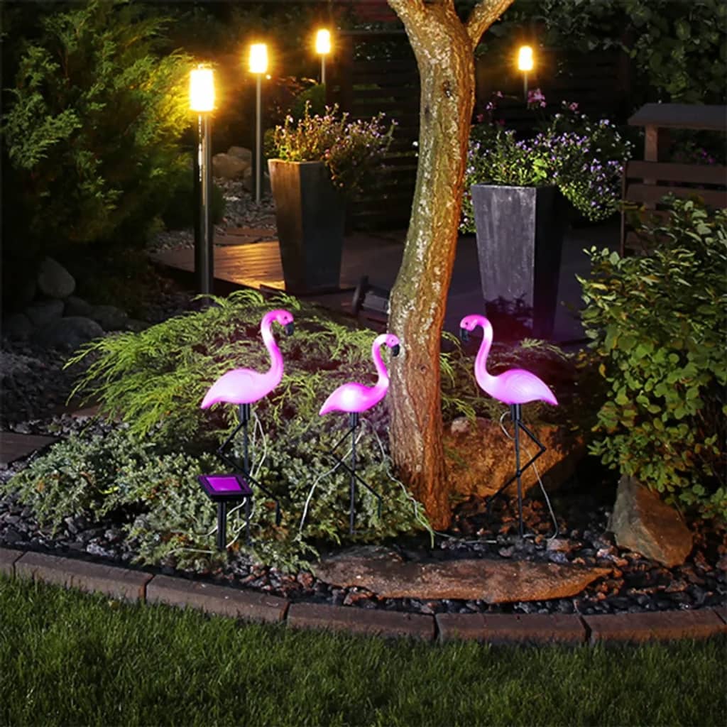 HI LED Solar Gartenstecker Flamingo 3 Stk