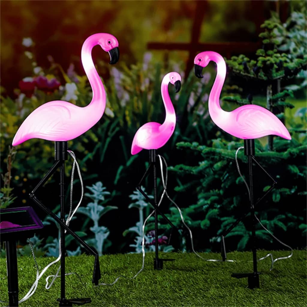 HI LED Solar Gartenstecker Flamingo 3 Stk