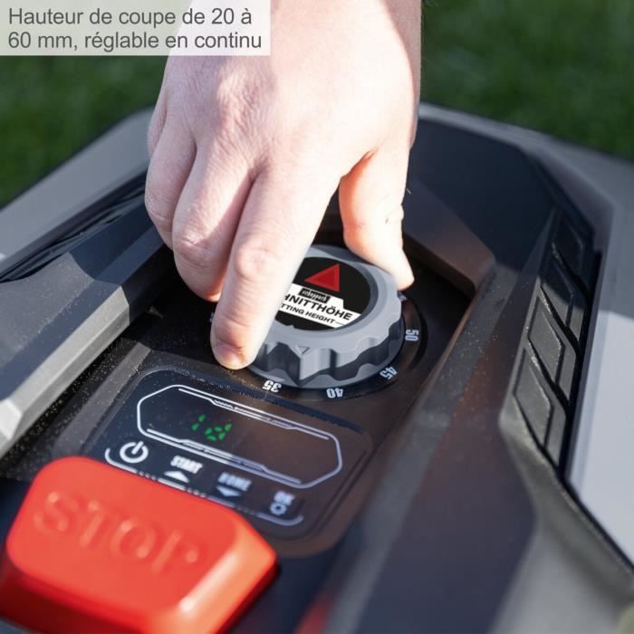 Robot tondeuse connecté 600m2 Scheppach RoboCut XL600 avec station de recharge | Jusqu'a 600 m² | Capteur de pluie | WiFi & BT
