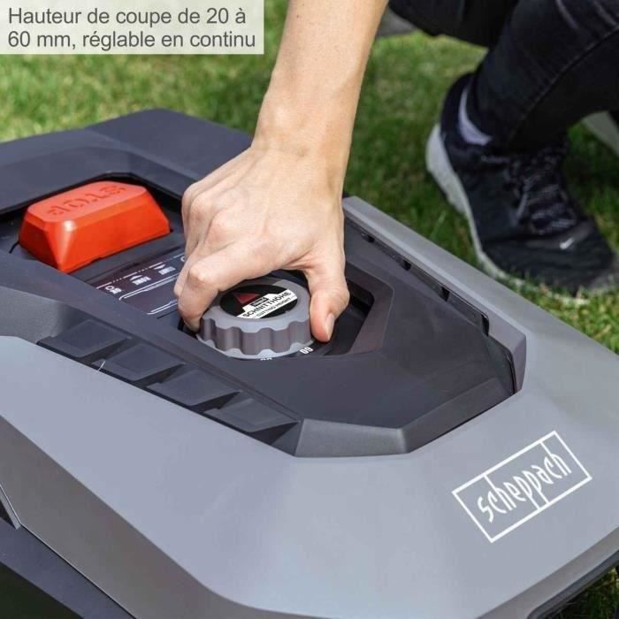 Robot tondeuse connecté 900m2 Scheppach RoboCut XXL900 avec station de recharge | Jusqu'a 900 m² | Capteur de pluie | WiFi & BT