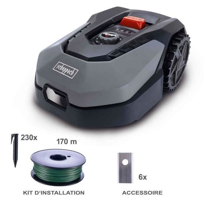 Robot tondeuse connecté 900m2 Scheppach RoboCut XXL900 avec station de recharge | Jusqu'a 900 m² | Capteur de pluie | WiFi & BT