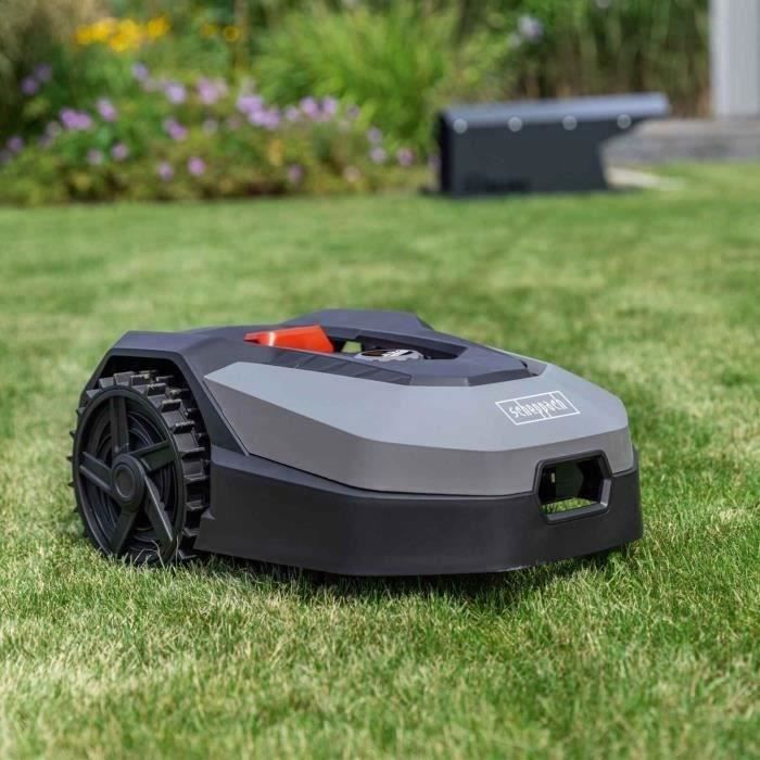 Robot tondeuse connecté 900m2 Scheppach RoboCut XXL900 avec station de recharge | Jusqu'a 900 m² | Capteur de pluie | WiFi & BT