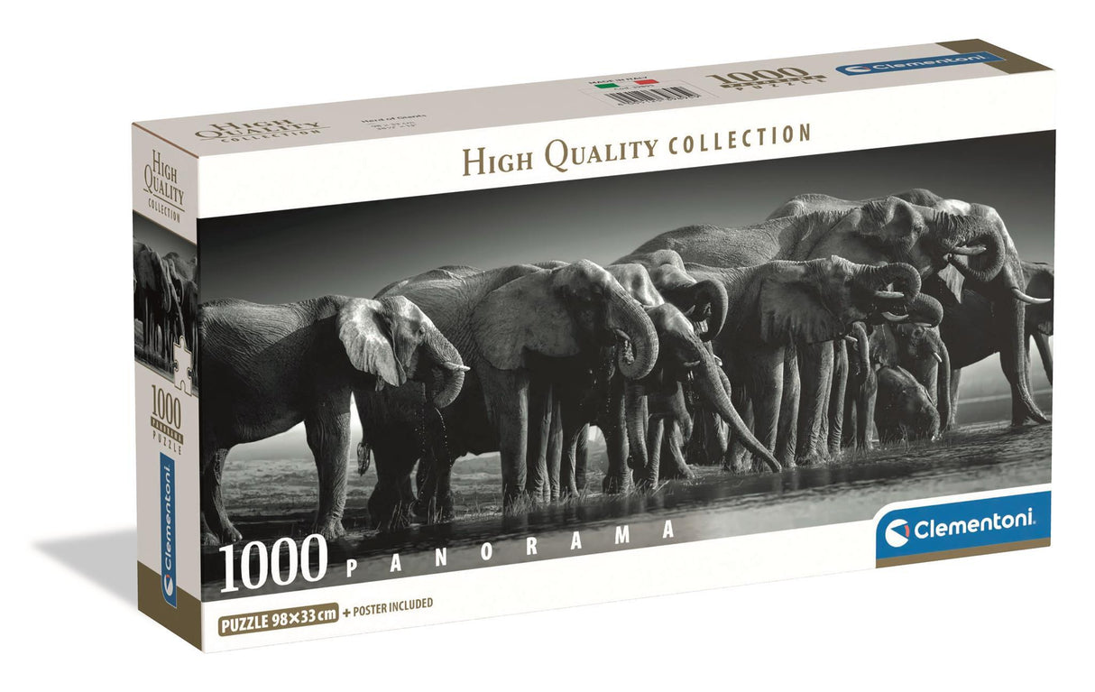 CLEMENTONI - Compact 1000 pieces Panorama - Herd of Giants