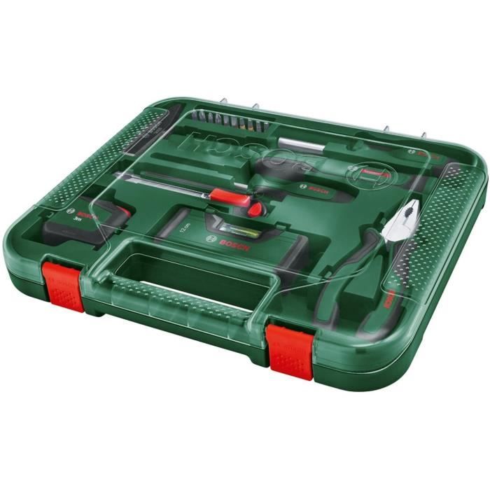 Bosch Set d'outils a main « Universal » 17 pieces (kit d'outils de réparation polyvalent pour travaux a domicile)