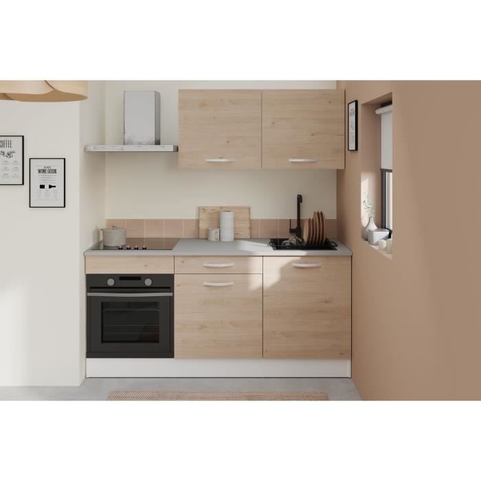 Cuisine complete OSLO - L 180cm - Chene - Plan de travail inclus