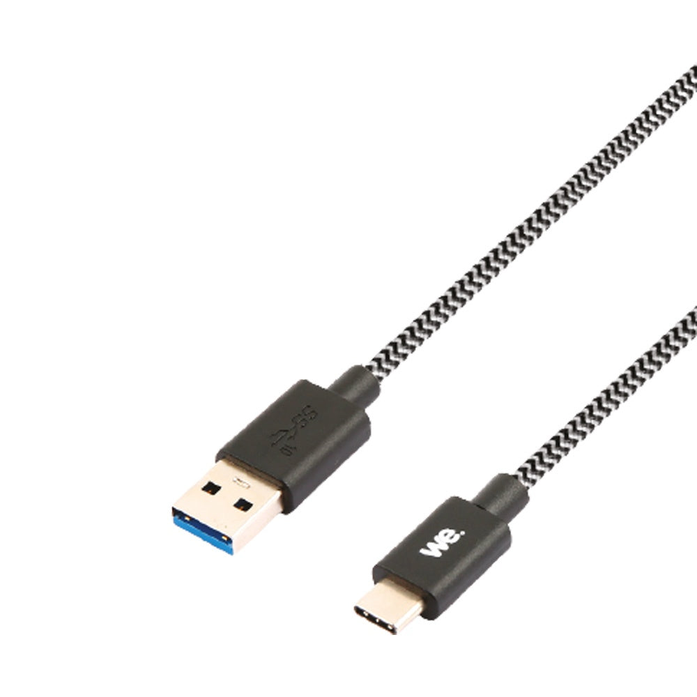 C ble USB-C m le/USB A m le tressé 2 m - USB 3.1 gen 1 - noir et blanc ne s'emm