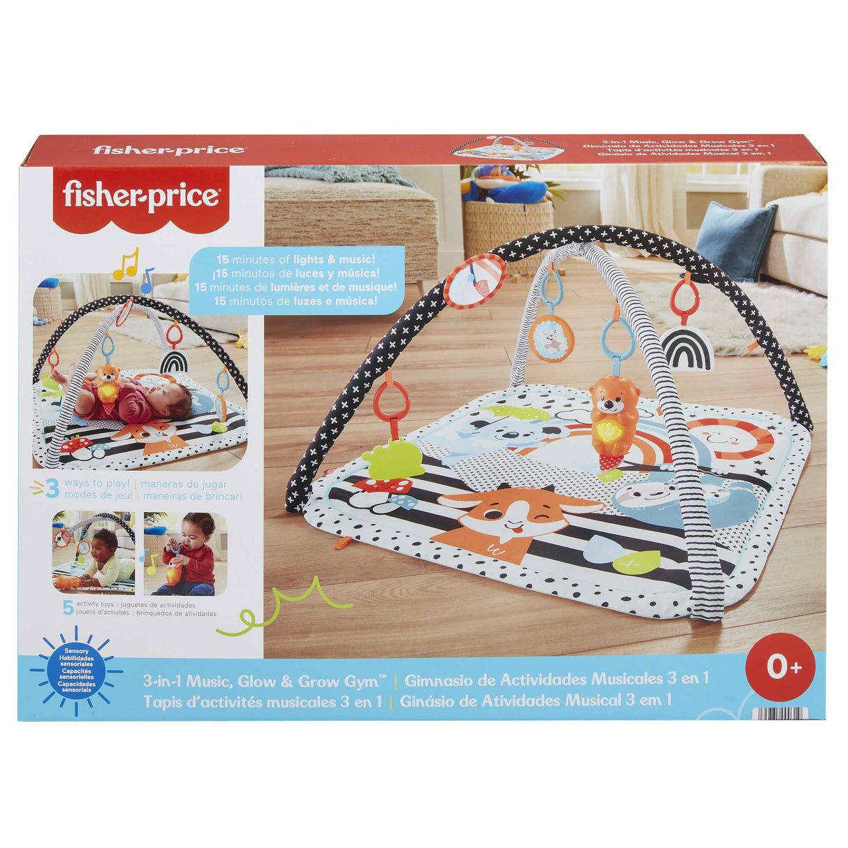 Fisher-Price - Mon Tapis d'activités 3 en 1 sensoriel - Tapis Bébé - Des la naissance HBP41