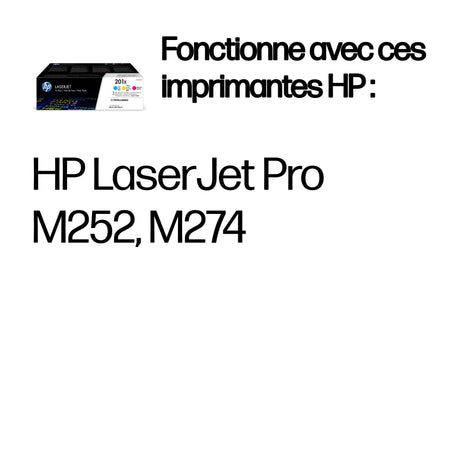 Cartouches de toner HP 201X - Pack de 3 couleurs grande capacité authentiques pour Color LJ Pro M252/M274/M277