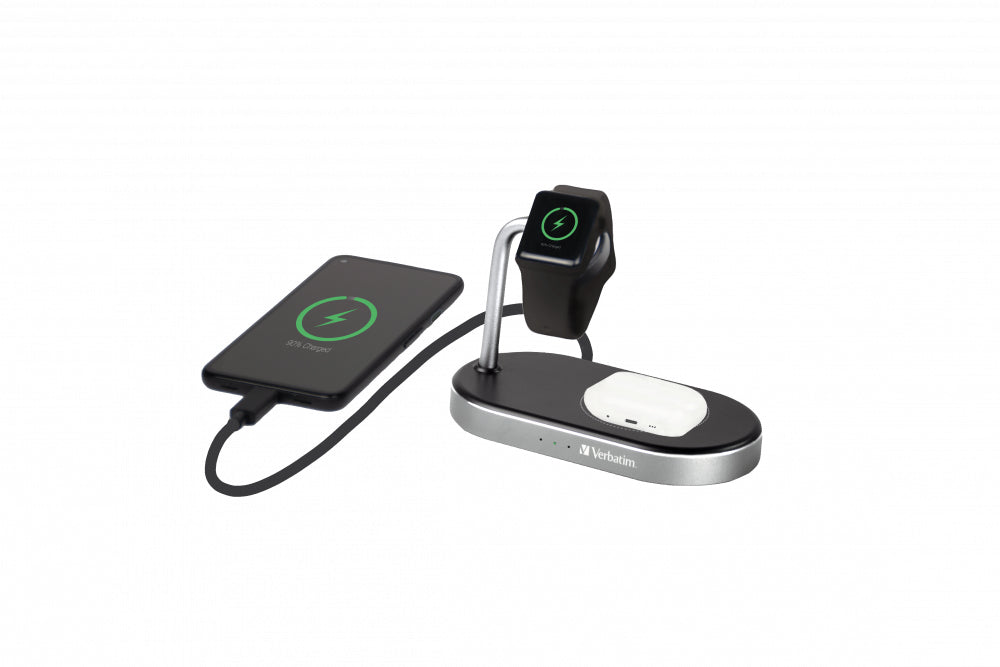 Chargeur sans fil Verbatim WCS-02 pour Apple Watch et iPhone (Gris)