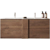 Meuble suspendu double vasque - 2 tiroirs -  L120 x H53 x P47cm - Coloris chene mercure - Style scandinave - JUNE